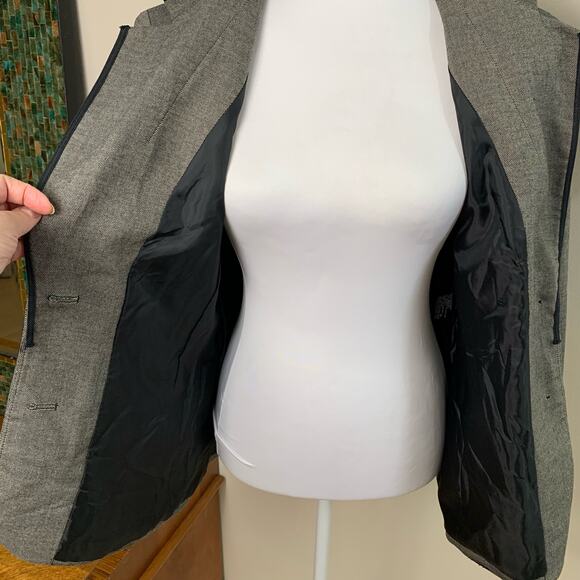 Kasper Size 10 Women's Blazer Jacket Gray with Black Trim Career Work - Picture 9 of 13